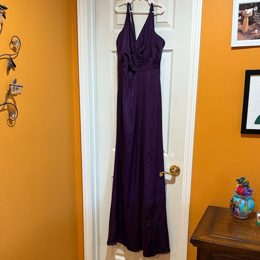 Azazie Purple Halter Maxi Dress-size 4